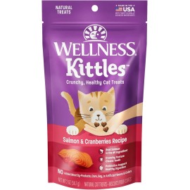 Wellness Kittles Crunchy Natural Grain Free Cat Treats, Salmon & Cranberries Rec