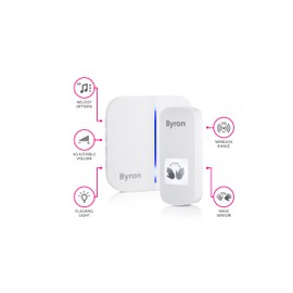 Byron Wireless Touch Free Door Push, Wave Sensor, White,DBY-23430