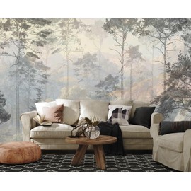 Toolhom Hazy Forest Wall Mural, Abstract Nature Landscape Wallpaper, Background Wall Decoration Patterns（Non-self-Adhesive）