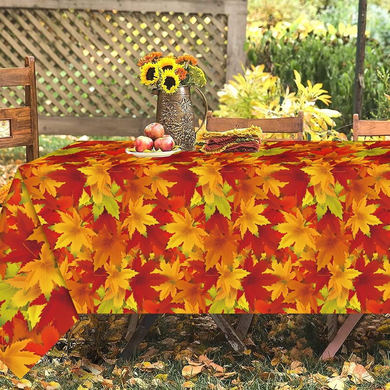 UROINEPA Fall Tablecloth 3 Pcs Thanksgiving Tablecloth Rectangle Maple Leaf