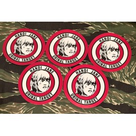 HANOI JANE FONDA URINAL TARGET STICKERS PACK OF 5 FREE BONUS HOLOGRAPHIC STICKER
