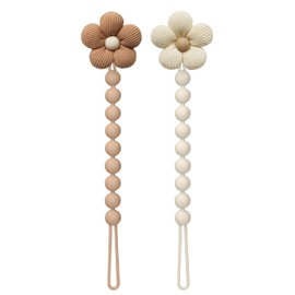 2 clips para chupete con forma de flor, clip para chupete 100% de silicona de grado alimenticio con margarita de tela suave, diseño seguro de una sola pieza, fácil de limpiar, regalo para bab
