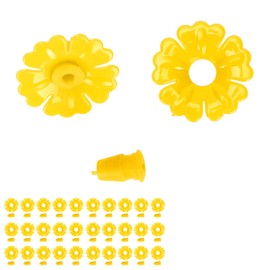 Hummingbird Feeder Flowers Set Replacement Parts Hanging Bird Feeding Ports (Yellow)