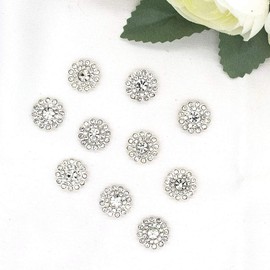 50 pcs Rhinestone Embellishments Crystal Decoration Brooch Button Flatback DIY Craft for Flower Headband Dress Accessory 14mm (Silver)