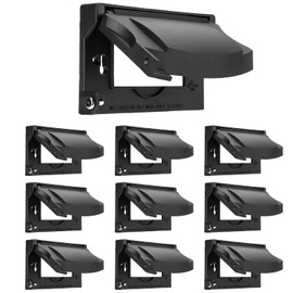 [10 Pack] BESTTEN Outdoor Weatherproof Outlet Cover for GFCI and Decor Receptacle, Vertical/Horizontal Auto-Closing Lid, UL Listed, H4.65” x W2.87” x D0.71”, Black