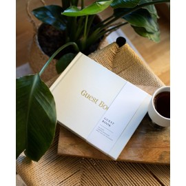 Lamare - Libro de visitas de boda, elegante libro de visitas de lino, recepción, baby shower, libro de visitas Polaroid para bodas y eventos especiales, 100 páginas en blanco para inicio de sesión de boda y fotos