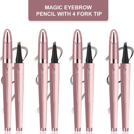Magic Eyebrow Pencil with 4 Fork Tip, Waterproof Microblading Brow Pencil Eye Brow Pen For Girls Women Creates Natural Makeup Keep it All Day, 3d Brow Pencil for Defined Brows Effortlessly (Black)