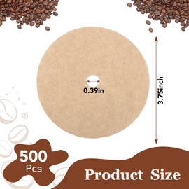 500 Count Percolator Coffee Filters, 3.75in Natural Unbleached Percolator Filters Disposable Disc Coffee Filters for Coffee Shops, Camping, Home, Office