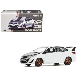 DCD for Toyota GR Vios 1/64 Scale Diecast Model Car White Sport Car with Carbon Hood by Pop Race