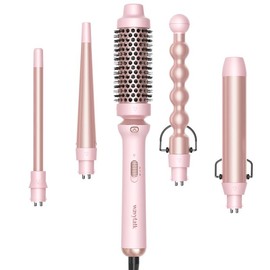 Wavytalk Blowout Boost Ionic Thermal Brush 1 1/2 Inch with LED Display, 300℉-420℉ for Different Hair Types, 120-240V Universal Voltage:_5 in 1 Curling Wand Set