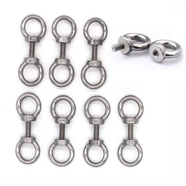 Set of 8 NUZAMAS 304 Stainless Steel M6x20mm Shoulder Eye Bolts, Closed Hook, Heavy Duty Eyebolts