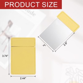 uxcell Small Pocket Mirror for Purse, Stainless Steel Compact Makeup Mirror with Leather Case, Travel Mirror Handheld Mirror for Women, Girls, Purse, Gift (Yellow, 2.44 x 3.74)