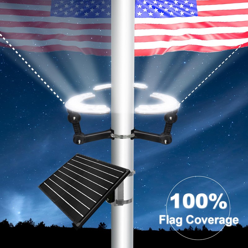 Flagpole Solar Light,3300lm 24 LEDs Super Bright Flag Pole Light