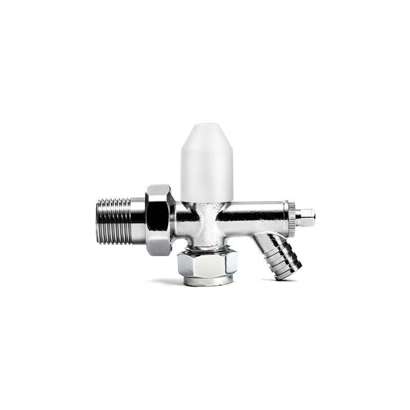 Plumb Bliss Angled Radiator Lockshield Valve with Drain Off (15mm