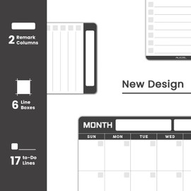 ALEZEL ALEZEL Dry Erase Calendar for Fridge Magnetic, Refrigerator Calendar Whiteboard Set - Vertical Dry Erase Refrigerator Calendar Planner with 2 List Boards, 4 Markers + Eraser