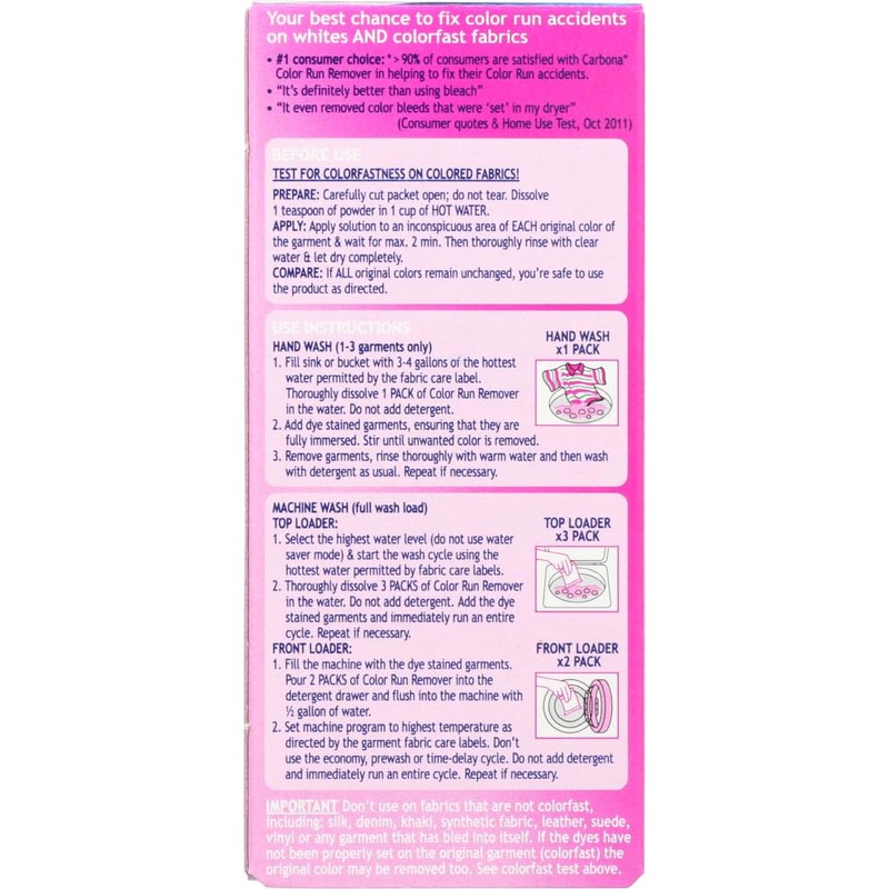 Carbona Color Run Remover, 2.6-Ounce Box (Pack of 12)