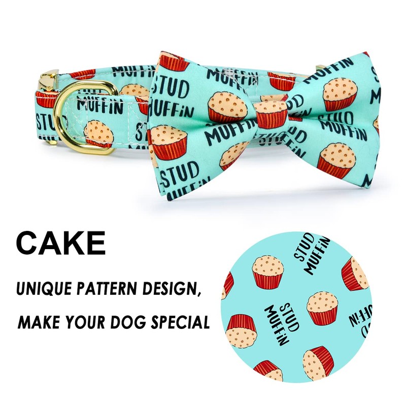 Stud Muffin Dog Bow Tie Dog Collar Accessory, Detachable Bowtie,