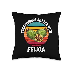 Retro Feijoa Fruit Everything's Better With Feijoa Vintage Fruit Everything's Better with Feijoa Retro Throw Pillow, 16x16, Multicolor