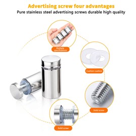 Eagles Stainless Steel Wall Mount,8PCS (12x20mm,Silver) Standoff Screws Glass Standoff Holder Screw Nails Advertising Nails Metal Standoff Hardware Wall Standoff Holders