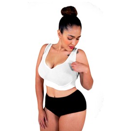 I LOVE SHAPE | Brasier Push Up para Mujer a través de Sistema de Bandas con Triple Ajuste sin Varillas Máximo Control (Copas A hasta DD) (Blanco-M) -2078