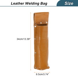 sourcing map Welding Rod Pouch 13.39" x 3.74" x 11.02" Leather Electrode Holder Welding Rod Electrode Waist Bag with Rivets Reinforced for Storage Welding Tools, Brown