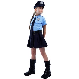 PGOND Police Officer Girls Unform Party Costume (4-6 Years)