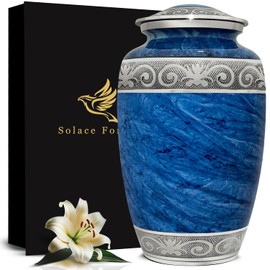 Cremation Urns for Ashes Adult Male & Female - Urn for Ashes for Women & Men - Funeral Ashes Urns - Honor Your Loved One with Memorial Urn (Cobalt Blue, Large)