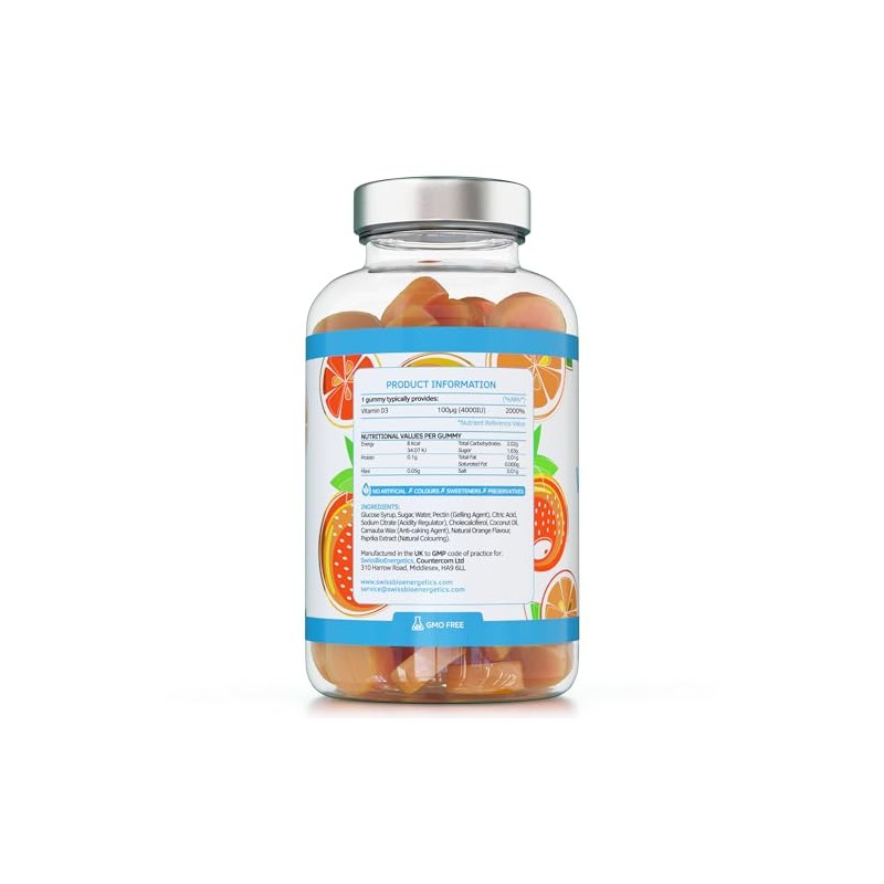 Vitamin D3 Gummies 4000IU, 100µg - 150 Natural Orange Flavour