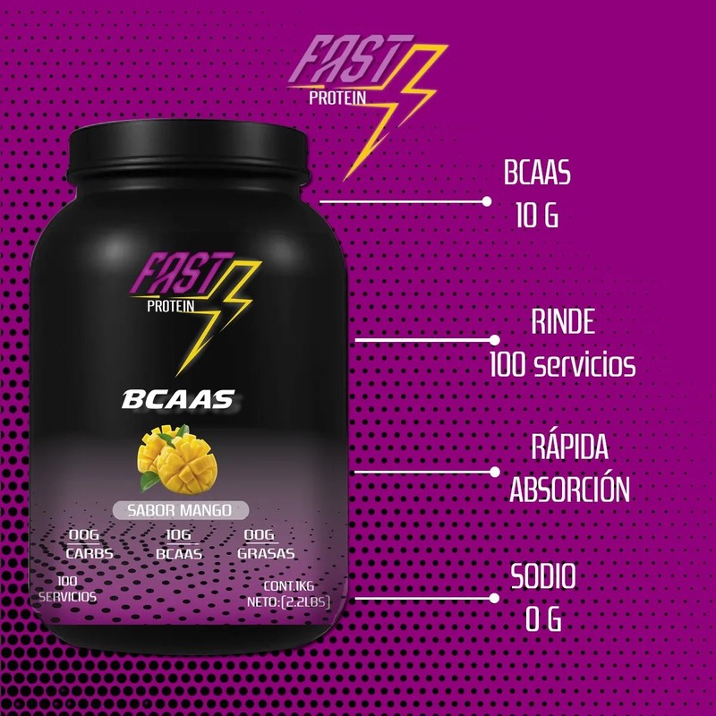 Aminoácidos Bcaas Fast Protein 1 Kg Sabores 100 Servicios