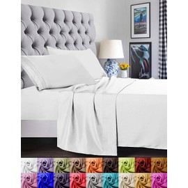 Elegant Comfort 1500 Premier Luxury Hotel Quality Super Soft Wrinkle Free and Fade Resistant 4-Piece Bed Sheet Set, California King, White