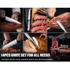 14 PCS Knife Set with Wood Block - Stainless Steel