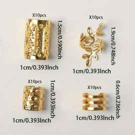 Pack of 40 Gold Dreadlocks Jewellery, Gold Braids Jewellery, Adjustable Gold Hair Accessories for Braids, Loc Jewellery for Hair with Dreadlocks, Hair Spirals Clips, Hair Jewellery for Dreadlocks