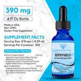 Absonutrix BerryMelo, 390 mg, 4 FL OZ Liquid, 302 Servings, Made in USA, Plant-Based Ingredients, Aloe Vera Liquid, Bitter Melon Extract, Gluten-Free, Non-GMO