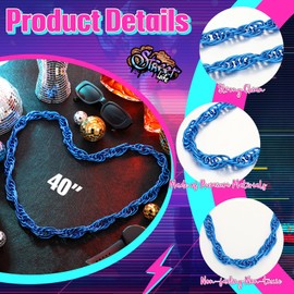 Quelay 40" Heavy Rope Chain Hip Hop Rapper Chain 80s 90s Costume Rapper Accessory Chunky Big Necklace for Men and Women(Blue)