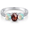 Gem Stone King 925 Sterling Silver Oval Checkerboard Red Garnet