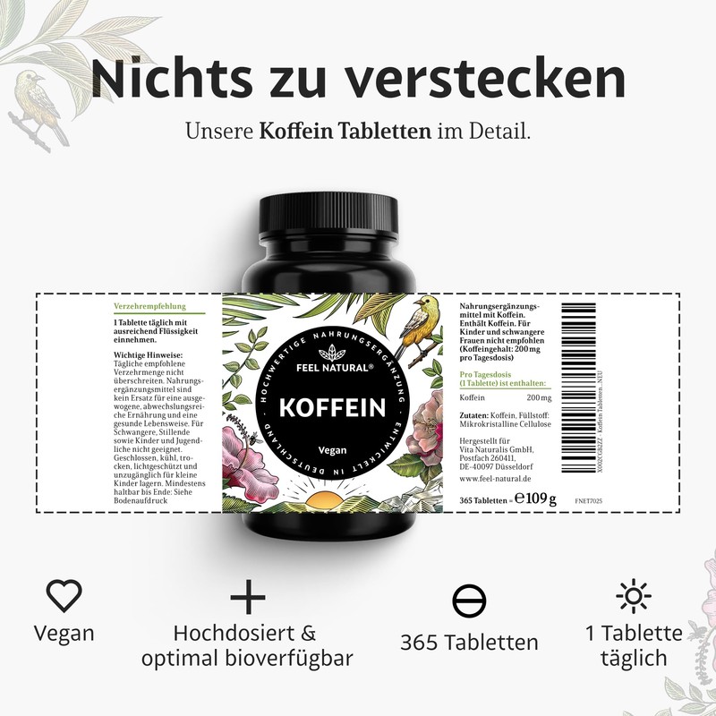 Caffeine Tablets - 200 mg Caffeine per Tablet - Annual