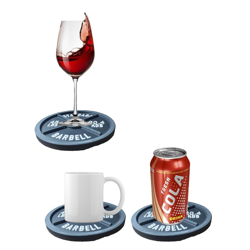 Coasters for Drinks Set of 6 Barbell Plate Weight Drink