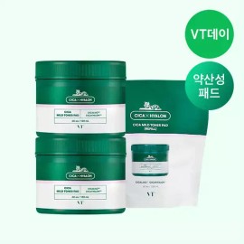VT 시카 마일드 토너 패드 본품 2개+리필1개(총 180매) VT Cica Mild Toner Pad Set 2PCS + 1 Refill (Total 180 Sheets)