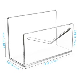 FUCDTEFC Acrylic Mail Holder, Clear Acrylic File Letter Organizer, Vertical Envelope Mail Holder for Desk, Lightweight Countertop Bill Holding Sorter Letter Invoice Stand for Home Office School