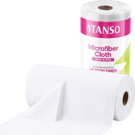 itanso Tear-A-Rag Roll -50 Pack, 12 x 12 Microfiber Cleaning Cloth, Reusable Towels for home, auto and shop (White)