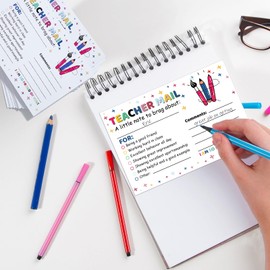 Ehonik 50Pcs Teacher Mail Happy Mail Pencil, Elementary, Preschool, Kindergarten School Teacher Supplies, Classroom Good Behavior Positive Behavior Cards