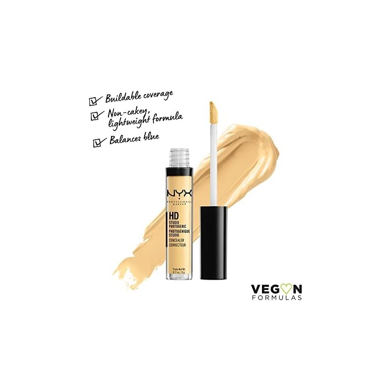 NYX Professional Makeup, HD, Corrector de Maquillaje, Yellow, 3G