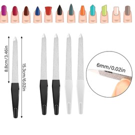 4 Pieces Metal Nail Files,Double Sided Nail File with Non-Slip Handle,Double Sided Sapphire Grit for Shaping Styling Gel Acrylic Nails,Nails Accessories Tools for Home Salon Use(2 Black and 2 White)