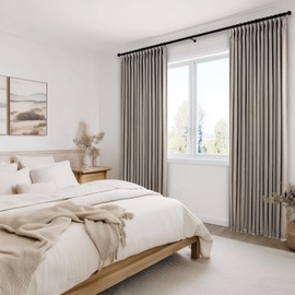 96 Inches Long Pinch Pleated Semi Sheer Curtains,Burlywood Linen Blended Light Filtering Window Curtains 96 Length 2 Panels for Living Room Bedroom Pinch Pleat Drapes with Hooks 2 Panels 40" Wx96 L