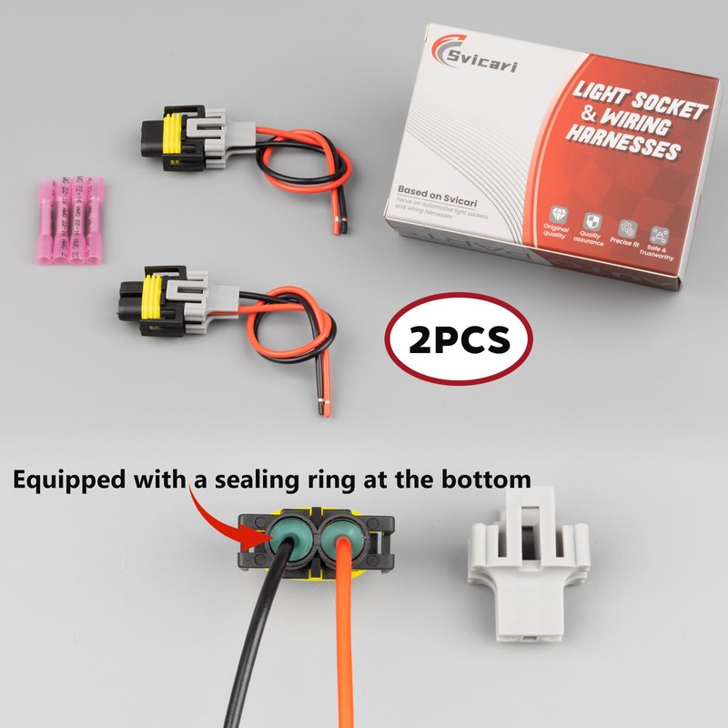 Svicari High/Low Beam Headlights Pigtail Connector Wire Harness Fit for