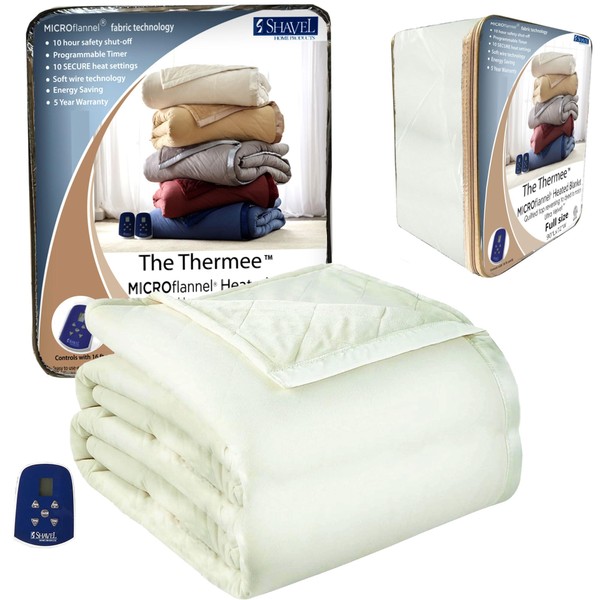 Thermee Micro Flannel Ultra Velvet Heated Blanket, 10-Setting Electric Blanket