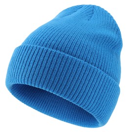 Connectyle - Gorro clásico para hombre, de punto acrílico, para invierno, para uso diario, Azul brillante, Talla única