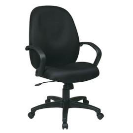 Office Star Executive High Back Managers Chair with Padded Fabric Contour Seat and Back, Fixed Arms, and Nylon Base, Black