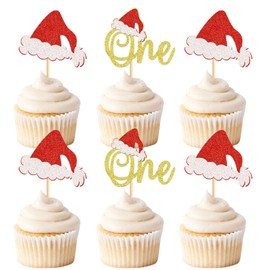 Keaziu - Paquete de 24 piezas de decoración para magdalenas de Navidad, color dorado, para celebrar la magdalena de Navidad, fiesta de cumpleaños, decoración de pasteles, suministros de oro