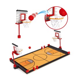 Optic Axis Building Blocks Basketball Court Set - 1:1 Scale, Complete with 6 Player Figures, Compatible with Major Brands, Ideal for Sport Enthusiasts